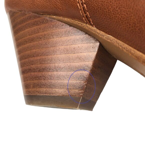 Frye Reina Bootie Leather Ankle Boots 6.5 Western Cognac Brown New Minor Defects - Picture 7 of 9